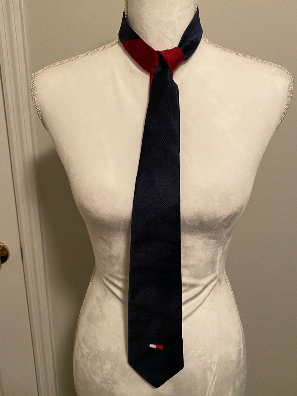 Tommy Hilfiger Classic Navy Tie with Red Accent